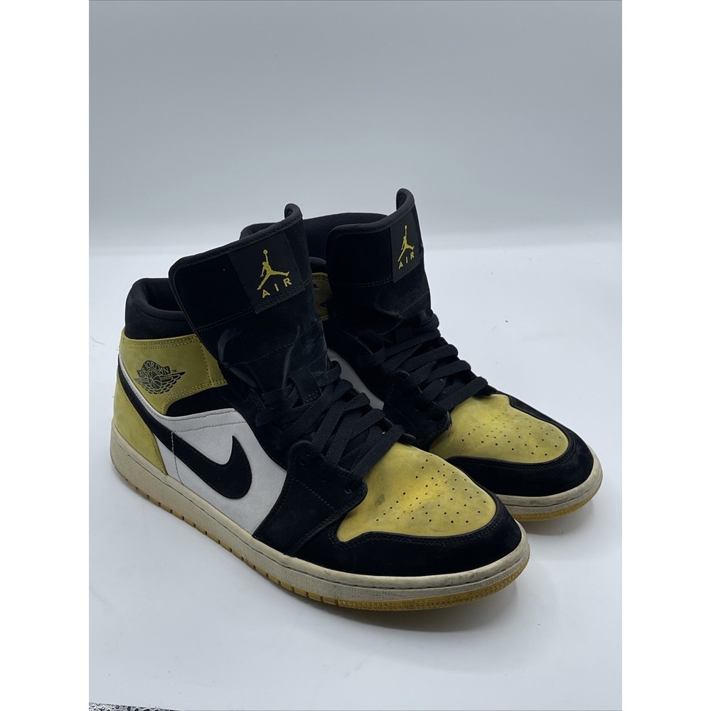 2019 Nike Air Jordan 1 Mid Yellow Toe 852542 071 Sneakers‎ Size 11.5